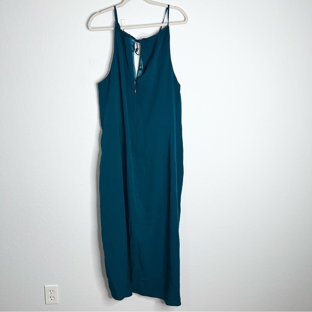 City Chic Dress Women XL 22 Midi Turquoise Slit Front Faux Wrap Sleeveless KK - Picture 4 of 10
